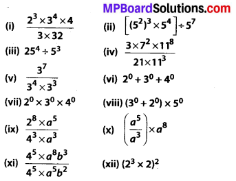 MP Board Class 7th Maths Solutions Chapter 13 Exponents and Powers Ex 13.2 1