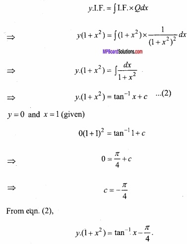 MP Board Class 12th Maths Important Questions Chapter 9 Differential Equations