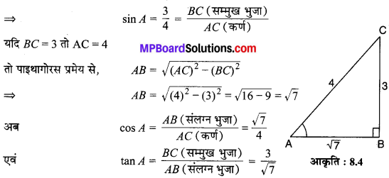 MP Board Class 10th Maths Solutions Chapter 8 त्रिकोणमिति का परिचय Ex 8.1 4