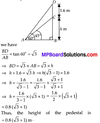 MP Board Class 10th Maths Solutions Chapter 9 Some Applications of Trigonometry Ex 9.1 10