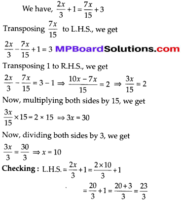 MP Board Class 8th Maths Solutions Chapter 2 Linear Equations in One Variable Ex 2.3 6