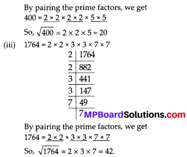 MP Board Class 8th Maths Solutions Chapter 6 Square and Square Roots Ex 6.3 2