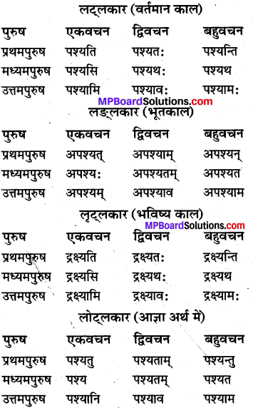 MP Board Class 10th Sanskrit व्याकरण धातु रूप-प्रकरण img 5